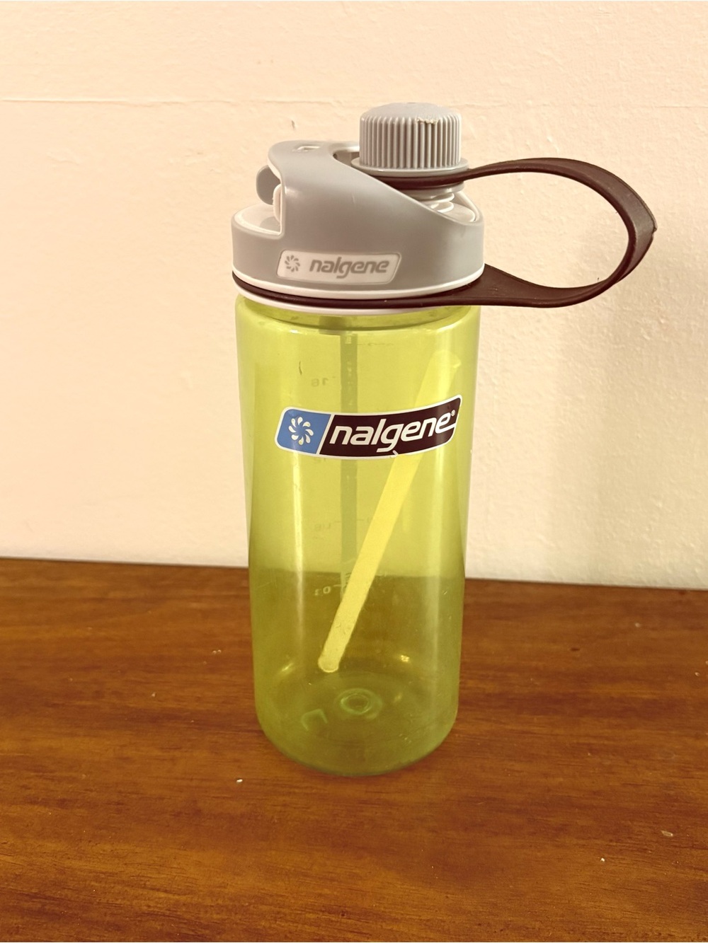 Tritan Straw water Bottle - Lime Green with Gray Cap Nalgene 20 Oz